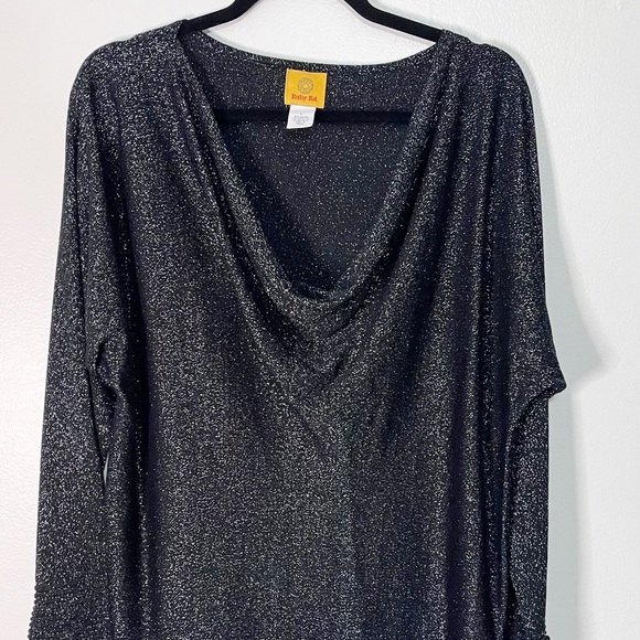 Ruby Rd. Black Metallic Glitter Cowl Neck Sweater - Picture 9 of 10
